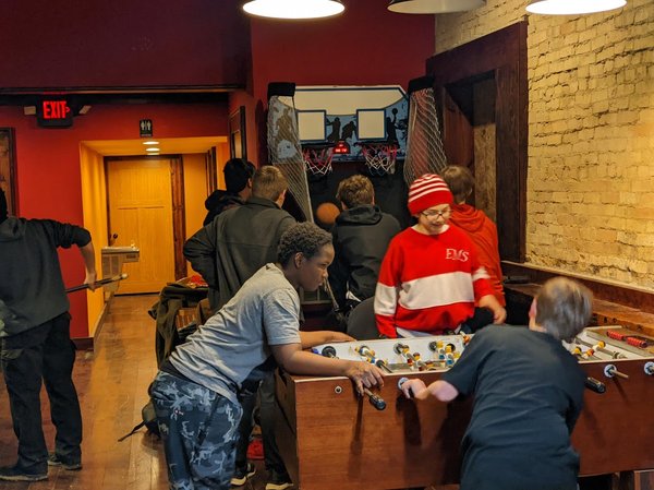 foosball basketball crowd