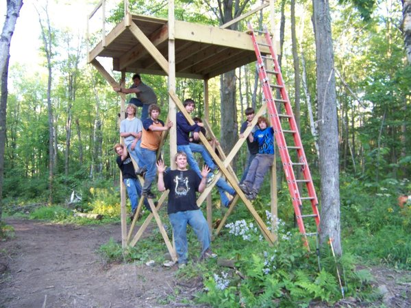 wvt camp guys among zipline tower beams